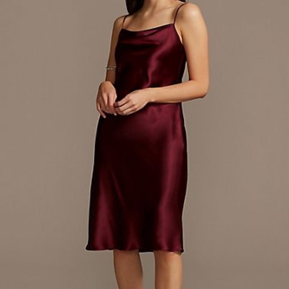 Midi Satin Slip Dress with Spaghetti Straps PLUS